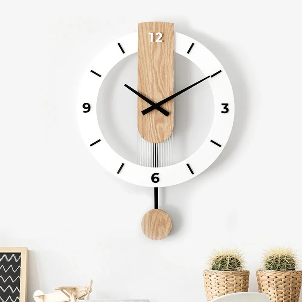 Minimalist Pendulum Wall Clock | Modern Acrylic And Wood Design In Four Dial Face Variations