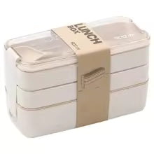 Strawstack 3 Tier Bento Lunch Box | Wheat Straw 900ml Stackable Food Container For Work Lunches