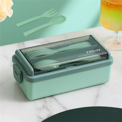 1400ml Double Layer Bento Box | Two Tier Lunch Box With A Fork and Spoon, Microwave Safe Design