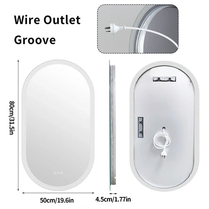 Ovalume Oval LED Bathroom Mirror | Frameless Backlit Anti Fog Vanity Mirror With Touch Control