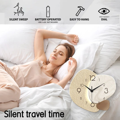 Slatehour Modern Wall Clock | Silent Quartz Stone Effect Clock For Offices, Halls and Studies