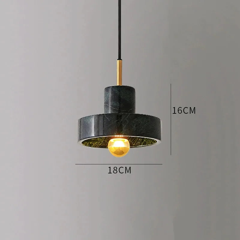 Marble Pendant Lamp | Natural Stone Postmodern Design In Black, Dark Green or White Marble