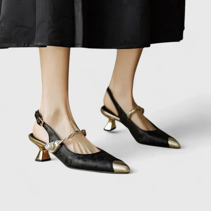Seraphyane Pearl Strap Block Heel Pumps