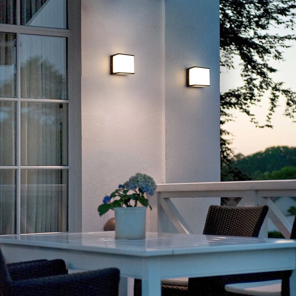 Quadris Outdoor Wall Light | Modern Cube Waterproof LED Fitting For Walls and Entrance Doors