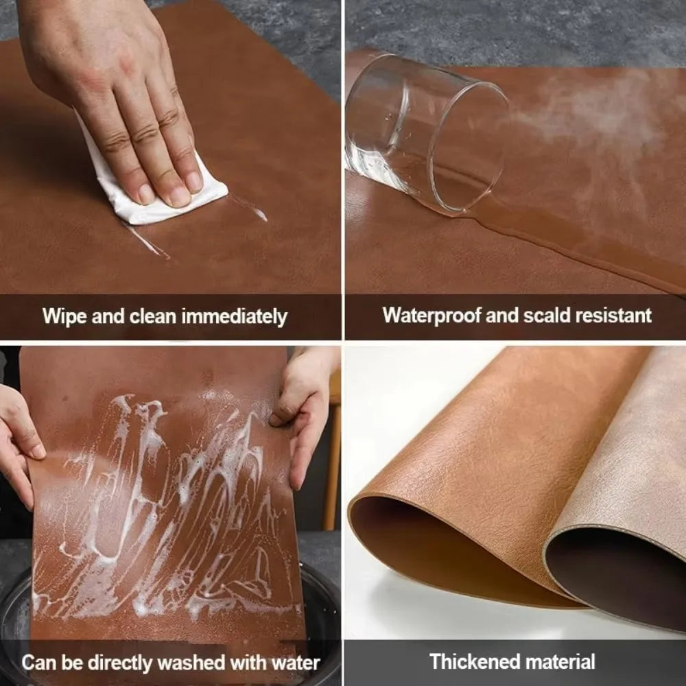 Fjordlay Double Sided Faux Leather Placemats | Non Slip and Heat Resistant Table Mats For Glass