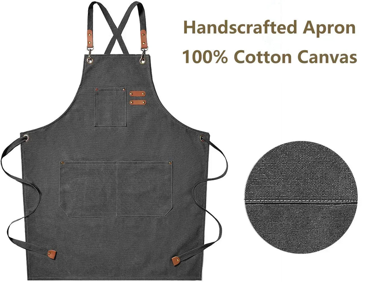 Canvara Canvas Kitchen Apron | Unisex Chef and Workwear Apron With An Adjustable Neck Strap
