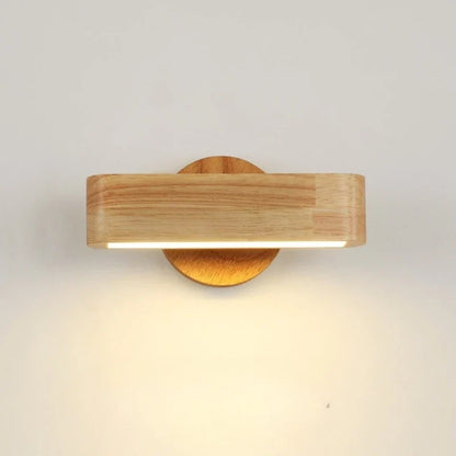 Rotating Wall Lamp | Japanese Solid Wood and Aluminium Adjustable Sconce For Bedside Walls