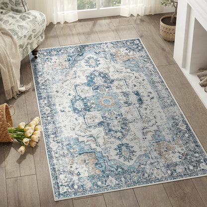 Heritage Medallion Rug | Foldable Non Slip Oriental Style Carpet In Four Sizes and Colours