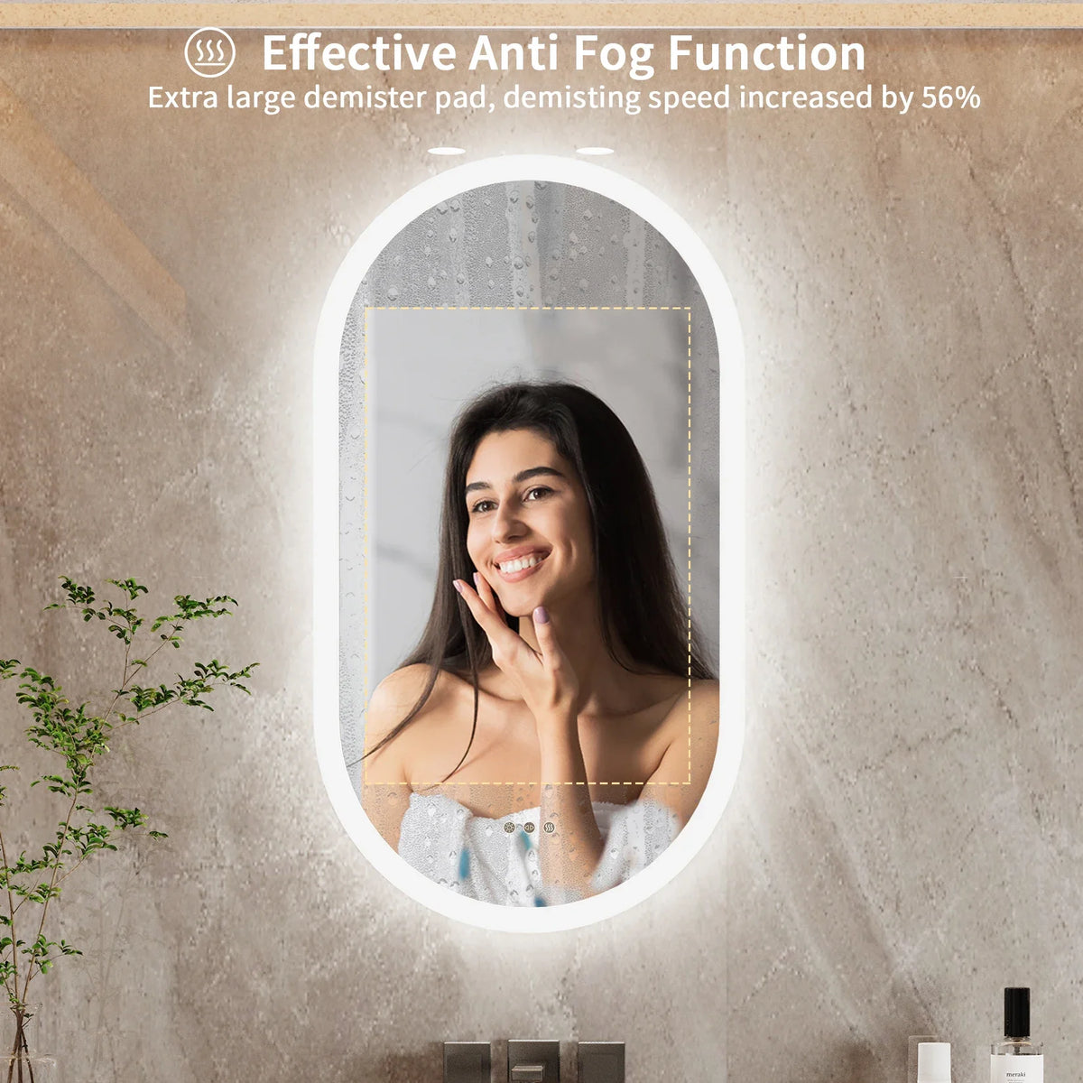 Ovalume Oval LED Bathroom Mirror | Frameless Backlit Anti Fog Vanity Mirror With Touch Control