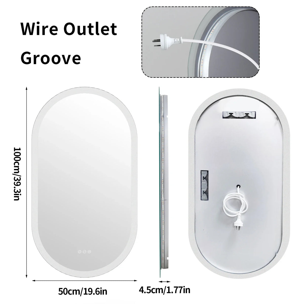 Ovalume Oval LED Bathroom Mirror | Frameless Backlit Anti Fog Vanity Mirror With Touch Control