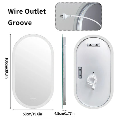 Ovalume Oval LED Bathroom Mirror | Frameless Backlit Anti Fog Vanity Mirror With Touch Control