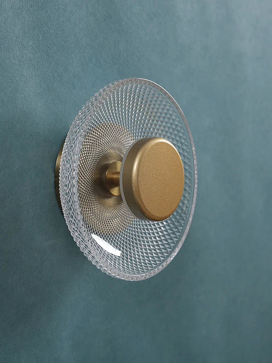 Modern Coloured Glass Wall Lamp | Textured LED Disc Light In Four Tinted Coloured Glass Shades