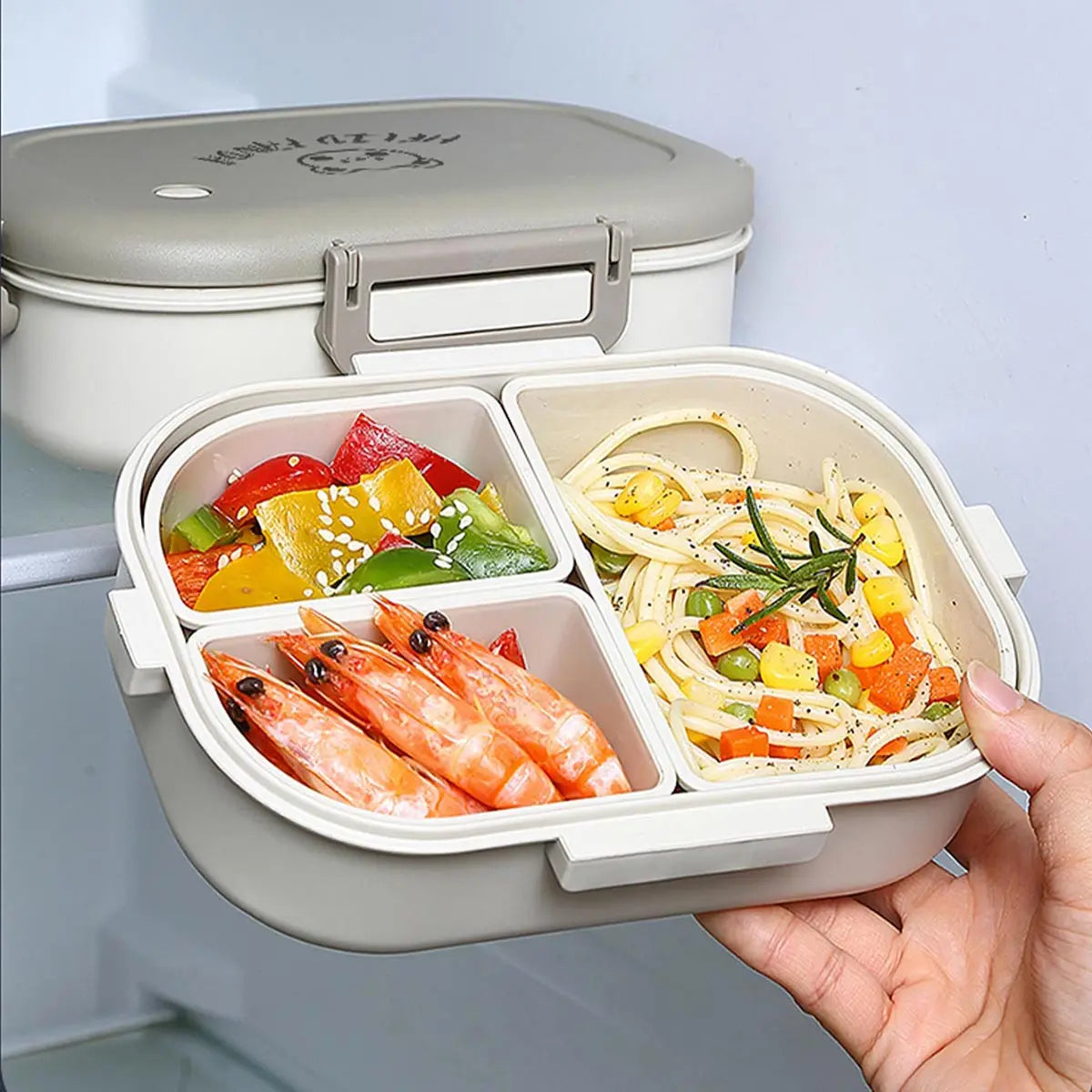 Crispcase Portable Bento Lunch Box | Leak Proof 3 Compartment Food Container For Work Lunches