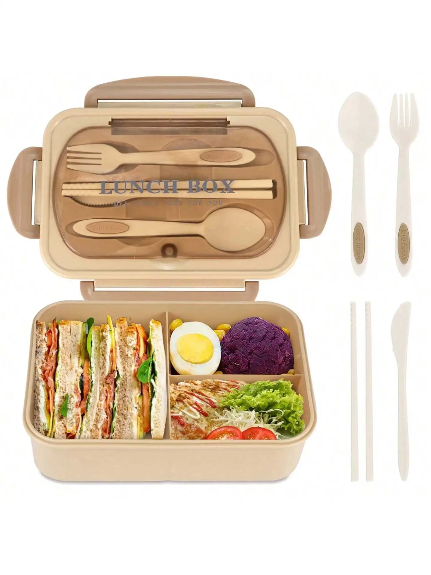 Noonbox Bento Lunch Box With Utensils | 4 Compartment Leak Proof Food Container For Meal Prep