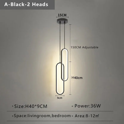 Modern Minimalist LED Pendant Light | Slim Oval Hanging Lamp In A Gold or Black Iron Finish