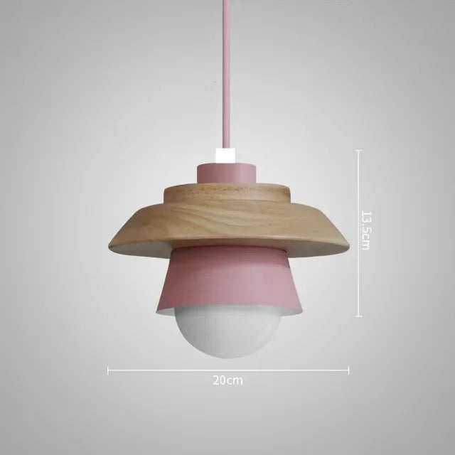 Nordic Wood Pendant Light | Colourful Macaron Design In Five Shades and Two Light Settings