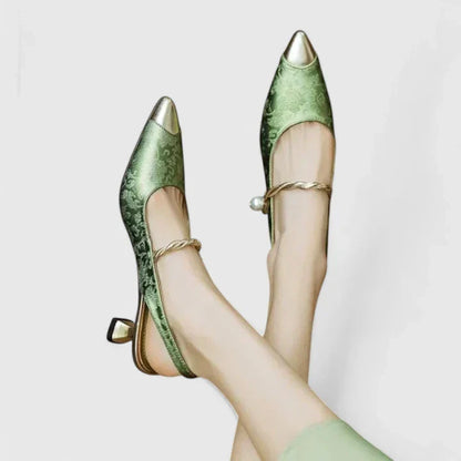 Seraphyane Pearl Strap Block Heel Pumps