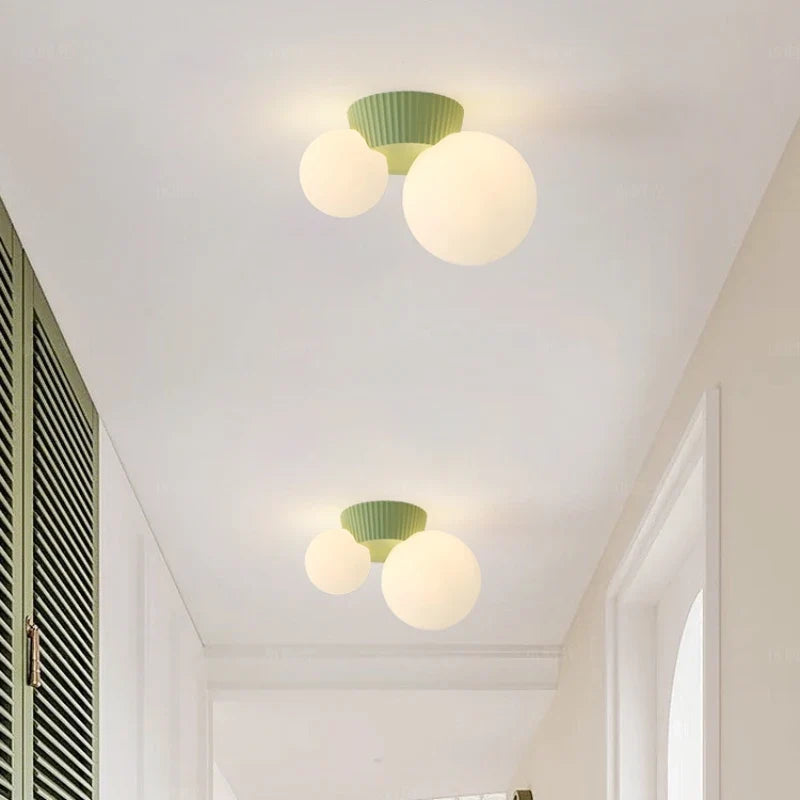 Belorra Ceiling Light | French Modern Double Globe Design In Four Soft Muted Shade Colours