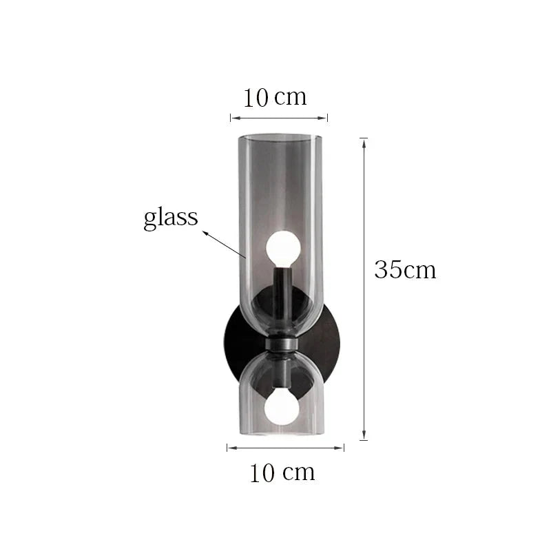 Nordic Glass Wall Lamp | Smoked Tube Design Sconce For Bedrooms and Living Room Side Walls