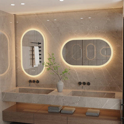 Ovalume Oval LED Bathroom Mirror | Frameless Backlit Anti Fog Vanity Mirror With Touch Control