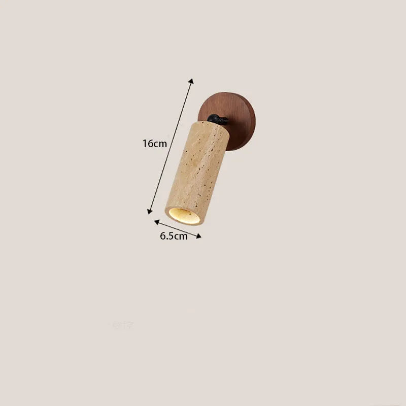 Terravane Wall Lamp | Wabi Sabi Travertine and Wood Light For Quiet, Muted Natural Interiors