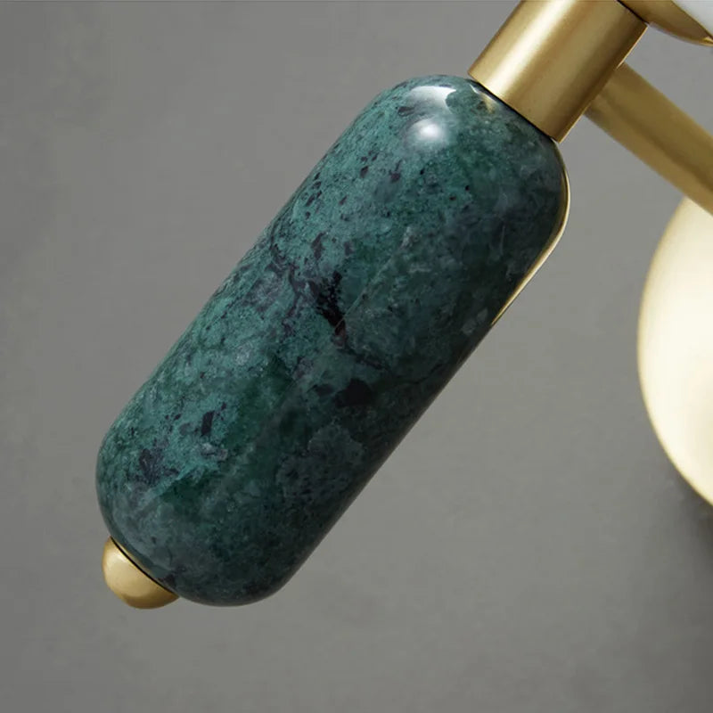 Marble and Glass Wall Lamp | Gold Finish Modern Sconce With A Frosted Glass Globe Diffuser