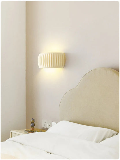 French Resin Wall Lamp | Textured Ribbed Modern Sconce With An Up and Down Light Emission Glow