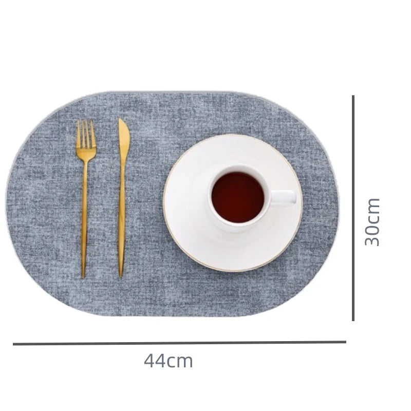 Slatelay Oval Faux Leather Placemats | Heat Resistant and Non Slip Table Mats For Dining Tables