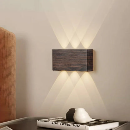 Blocklume Rechargeable Wall Lamp | Minimalist Wood Grain Design With Tricolour Light Modes