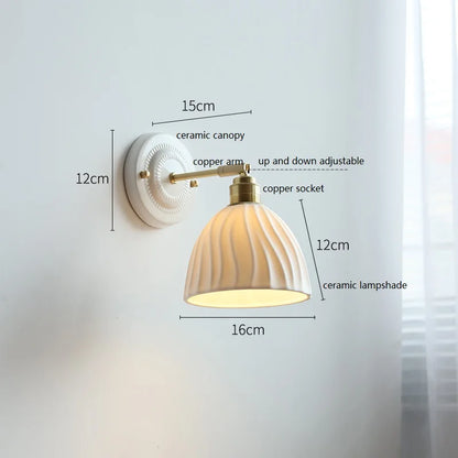 Nordic Cream Ceramic Wall Lamp | Vintage Style Sconce For Bedrooms, Halls and Landing Walls