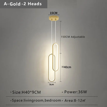 Modern Minimalist LED Pendant Light | Slim Oval Hanging Lamp In A Gold or Black Iron Finish