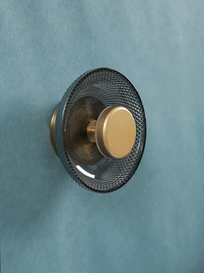 Modern Coloured Glass Wall Lamp | Textured LED Disc Light In Four Tinted Coloured Glass Shades