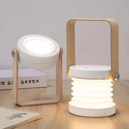 Creative Wooden Handle Portable Lantern | Folding Rechargeable Table Lamp In Three Colours