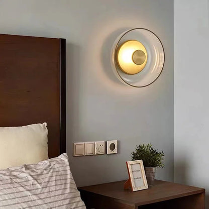 Nordic Glass LED Wall Sconce | Modern Round Decorative Wall Light In Smoke Grey or Amber Glass
