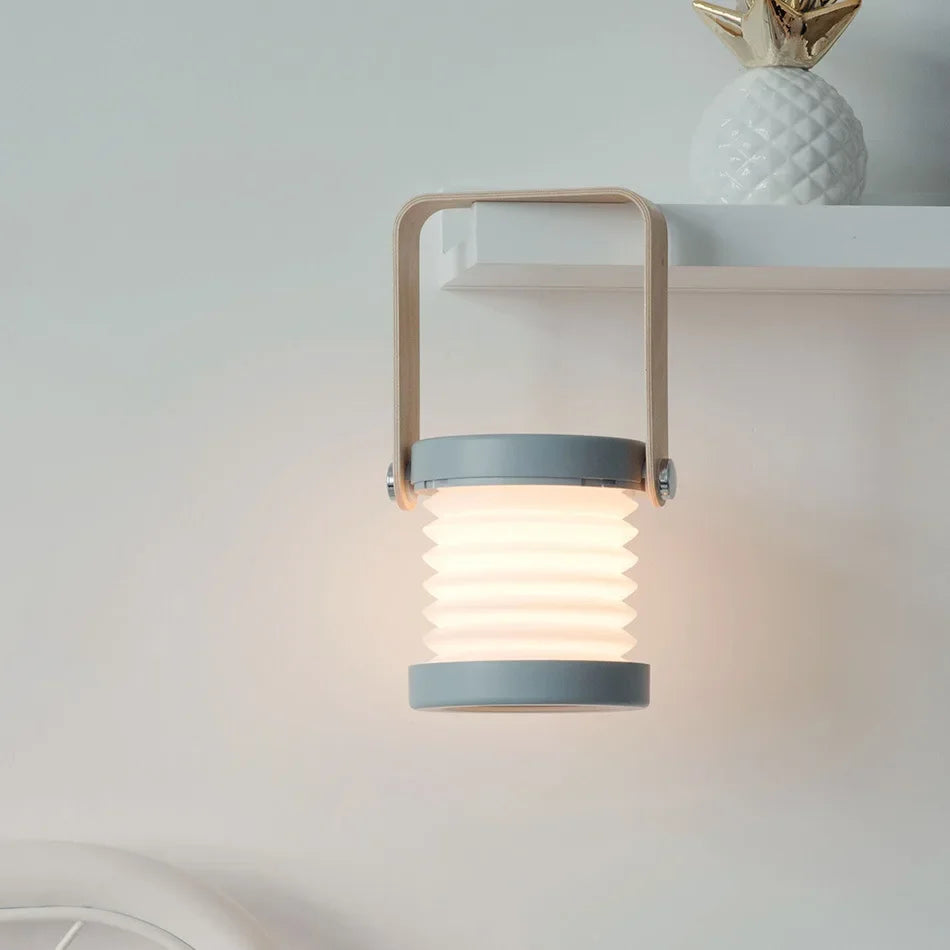 Creative Wooden Handle Portable Lantern | Folding Rechargeable Table Lamp In Three Colours