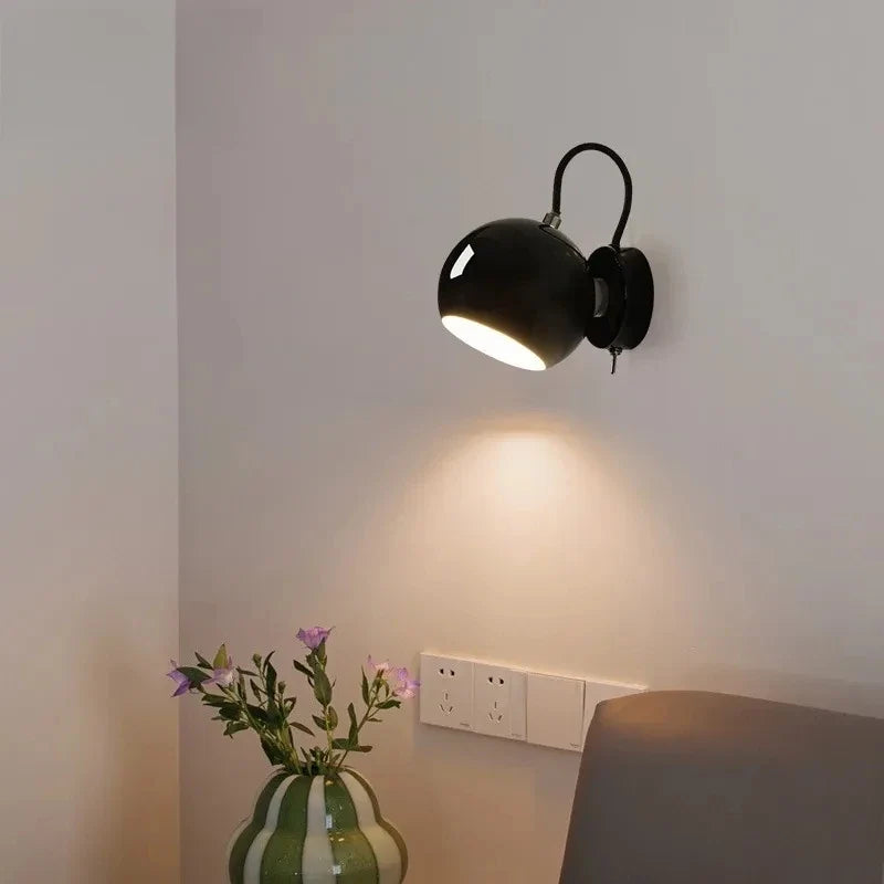 Nordic Adjustable Dome Wall Lamp | Rotatable Painted Iron Shade In Grey, White or Black Finish