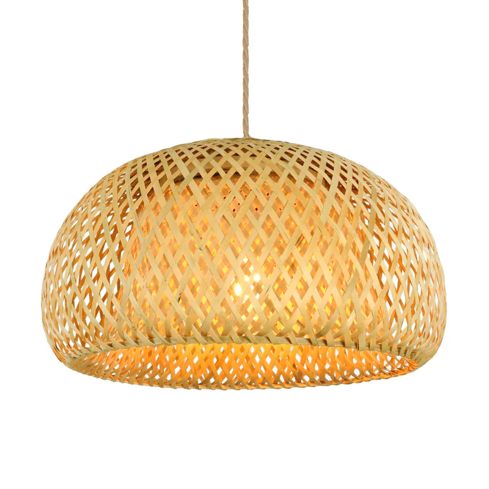 Natural Bamboo Pendant Lamp | Handwoven Rattan Light Fixture For Dining Rooms and Kitchens