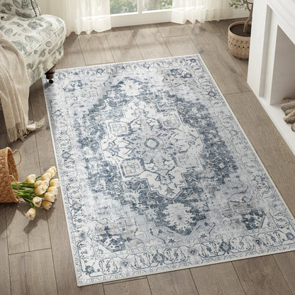 Heritage Medallion Rug | Foldable Non Slip Oriental Style Carpet In Four Sizes and Colours