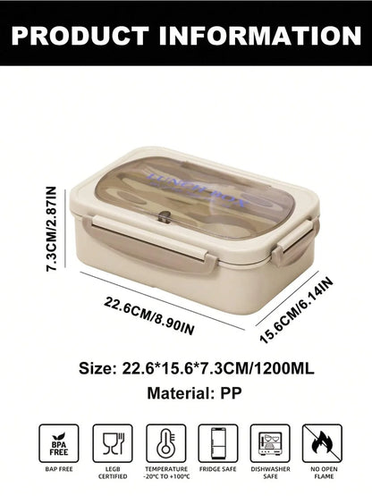 Noonbox Bento Lunch Box With Utensils | 4 Compartment Leak Proof Food Container For Meal Prep