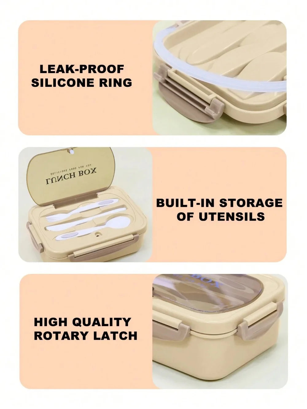 Noonbox Bento Lunch Box With Utensils | 4 Compartment Leak Proof Food Container For Meal Prep