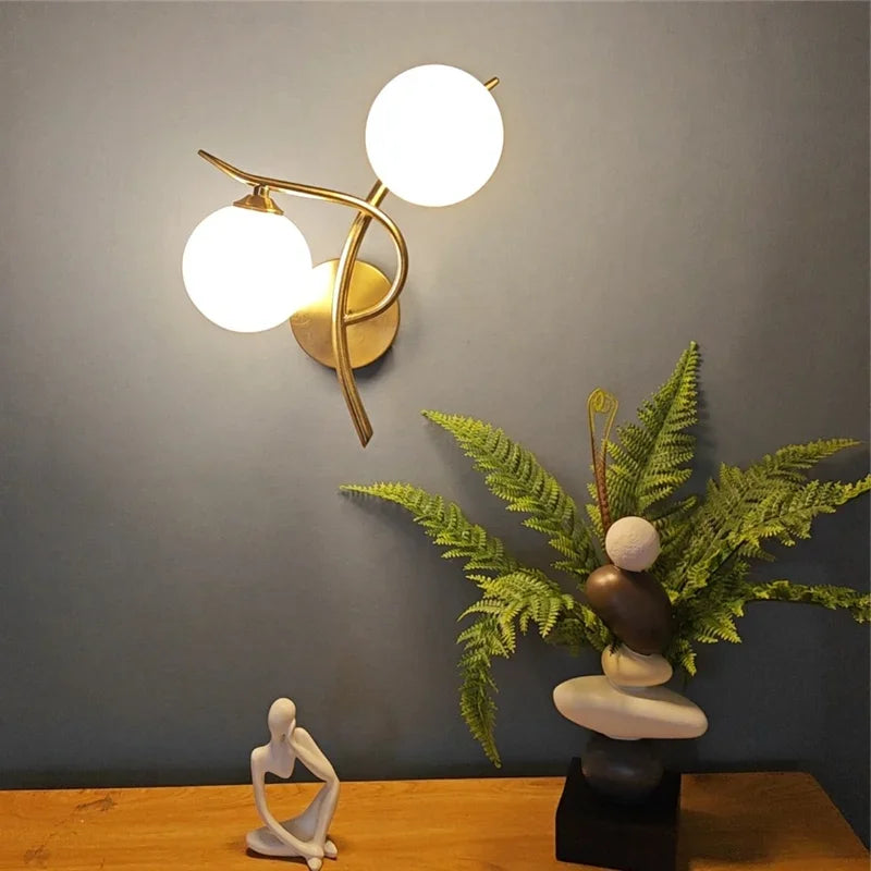 Duolume Wall Light | Nordic Dual Globe LED Design In Gold or Black, In Left or Right Handed Form