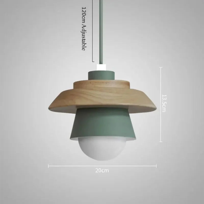 Nordic Wood Pendant Light | Colourful Macaron Design In Five Shades and Two Light Settings