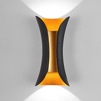 Black and Gold Wall Light | Waterproof LED Up and Down Sconce For Indoors and Outdoor Walls