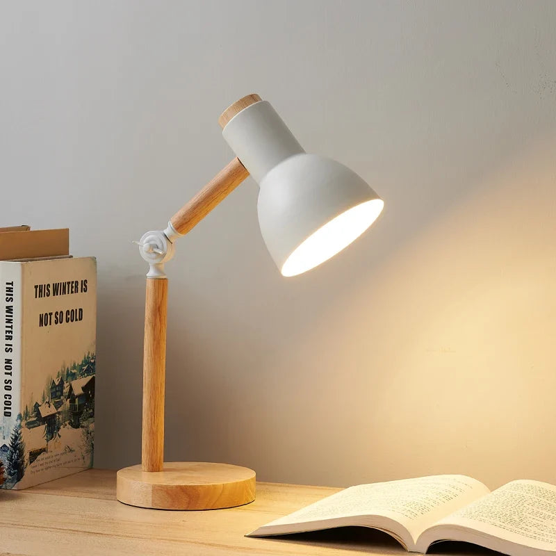 Nordic Wooden Desk Lamp | Adjustable Modern Table Light For Studies and Home Office Work Desks