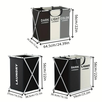 Sortbay Multi Section Laundry Hamper | Foldable Clothes Basket With Sorting Compartments For Whites