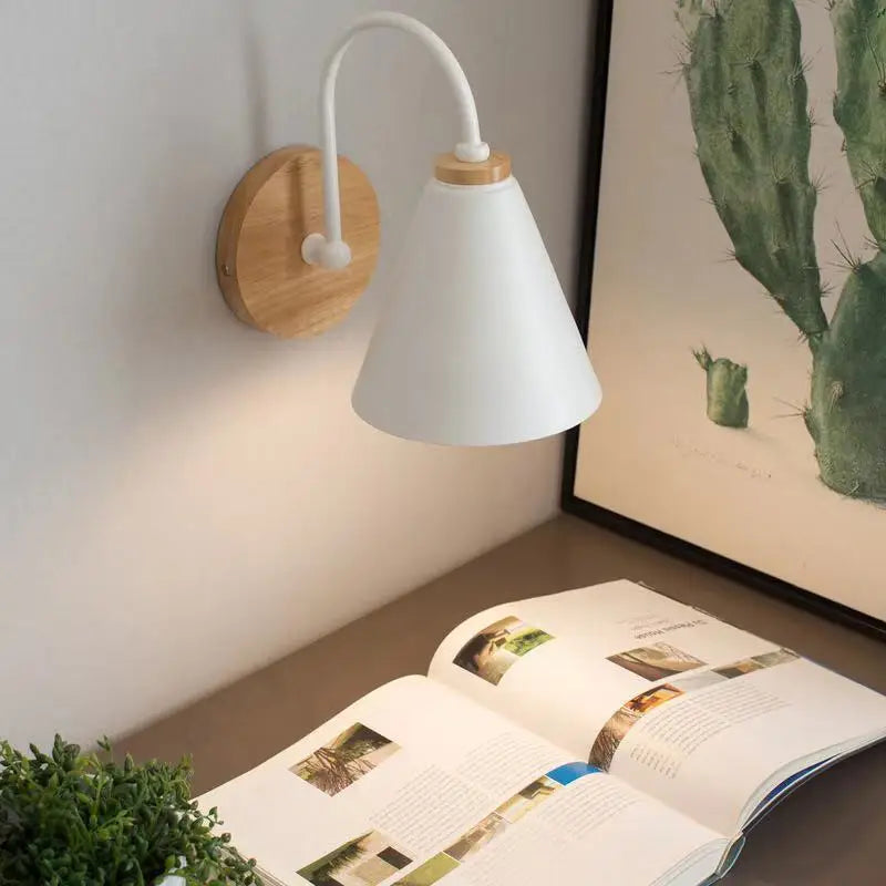 Beamworth Scandinavian Wall Light | Wood And Iron Sconce In Black or White For Hallway Walls