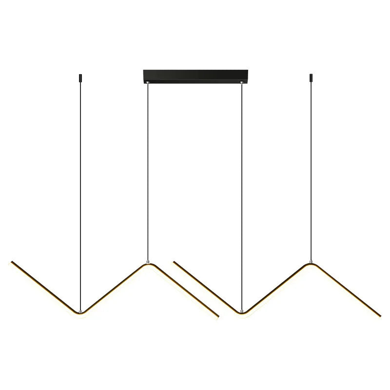 Aluminium Dining Pendant Lamp | Modern Nordic Linear LED Ceiling Light In A Gold or Black Finish