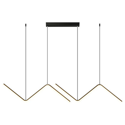 Aluminium Dining Pendant Lamp | Modern Nordic Linear LED Ceiling Light In A Gold or Black Finish