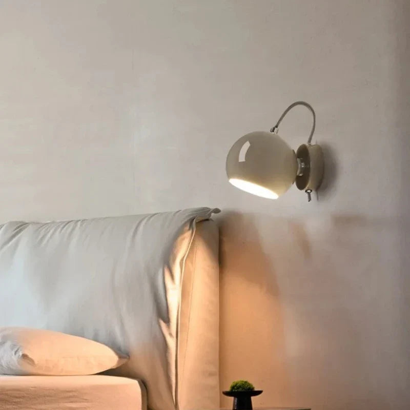 Nordic Adjustable Dome Wall Lamp | Rotatable Painted Iron Shade In Grey, White or Black Finish