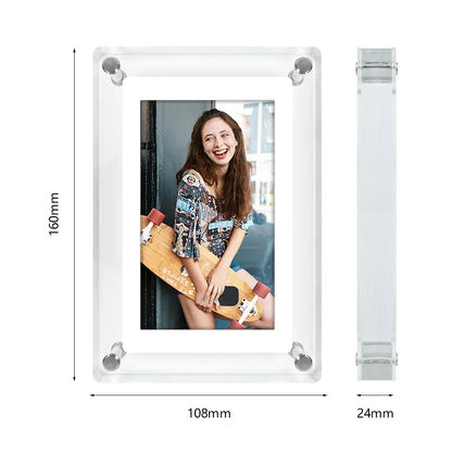 Lucidframe Acrylic Digital Photo Frame | Portable IPS Display With A Built In Battery Power